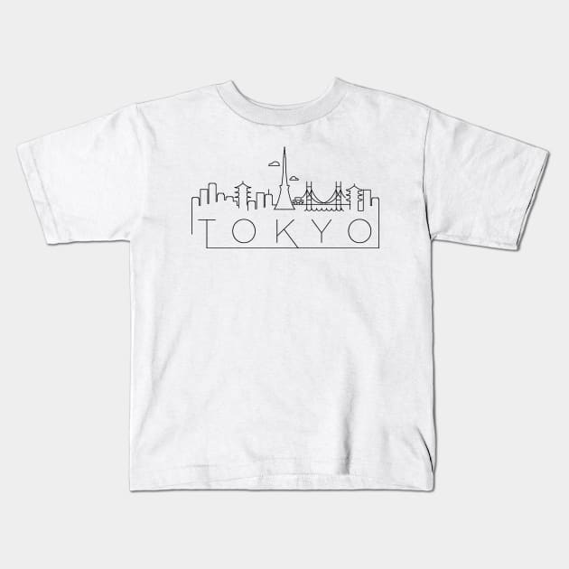 Tokyo Minimal Skyline Kids T-Shirt by kursatunsal